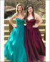 2019 Burgundy Organza Prom Dresses Sweetheart Long Prom Gowns for Party